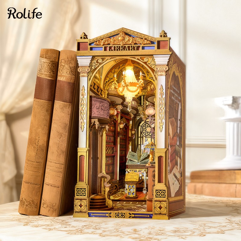 Rolife TGB16 Library of Wonders Kitap Köşesi Book Nook DIY Minyatür Maket Model Seti Mini Dollhouse 3D Model Kit Detaylı Dekoratif Hobi Seti 3D Puzzle Tiny House