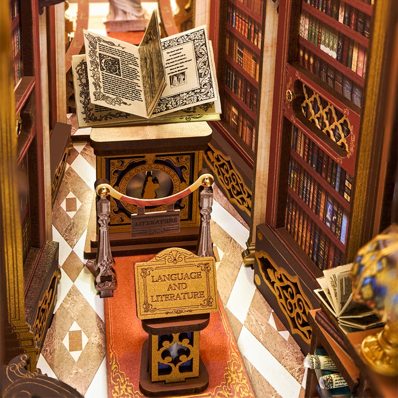 Rolife TGB16 Library of Wonders Kitap Köşesi Book Nook DIY Minyatür Maket Model Seti Mini Dollhouse 3D Model Kit Detaylı Dekoratif Hobi Seti 3D Puzzle Tiny House