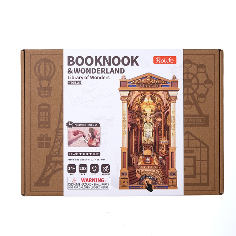 Rolife TGB16 Library of Wonders Kitap Köşesi Book Nook DIY Minyatür Maket Model Seti Mini Dollhouse 3D Model Kit Detaylı Dekoratif Hobi Seti 3D Puzzle Tiny House