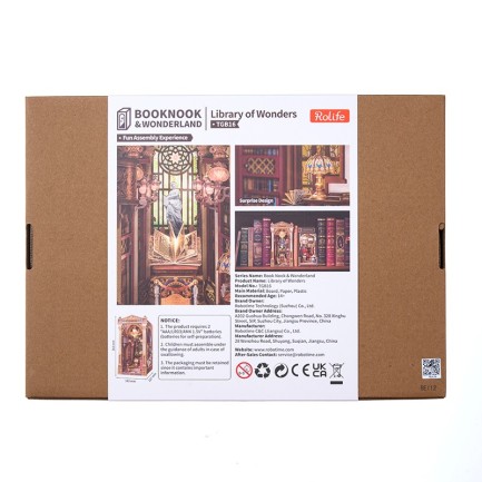 Rolife TGB16 Library of Wonders Kitap Köşesi Book Nook DIY Minyatür Maket Model Seti Mini Dollhouse 3D Model Kit Detaylı Dekoratif Hobi Seti 3D Puzzle Tiny House - Thumbnail