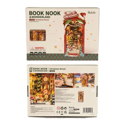 Rolife TGC06 Christmas Street Kitap Köşesi Book Nook DIY Minyatür Maket Model Seti Mini Dollhouse 3D Model Kit Detaylı Dekoratif Hobi Seti 3D Puzzle Tiny House - Thumbnail