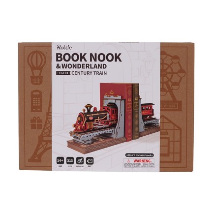 Rolife TGE01 Century Train Kitap Köşesi Book Nook DIY Minyatür Maket Model Seti Mini Dollhouse 3D Model Kit Detaylı Dekoratif Hobi Seti 3D Puzzle Tiny House - Thumbnail