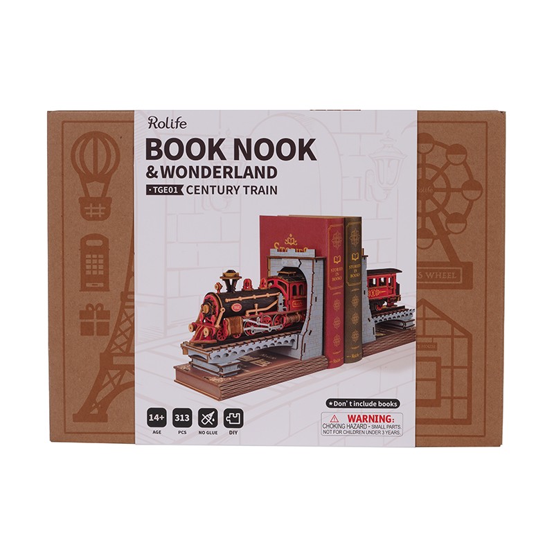 Rolife TGE01 Century Train Kitap Köşesi Book Nook DIY Minyatür Maket Model Seti Mini Dollhouse 3D Model Kit Detaylı Dekoratif Hobi Seti 3D Puzzle Tiny House