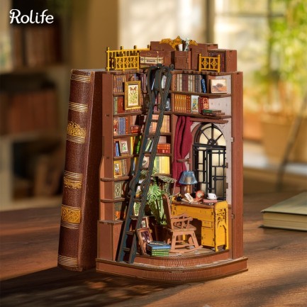 Rolife TGE02 Silent Corner Study Kitap Köşesi Book Nook DIY Minyatür Maket Model Seti Mini Dollhouse 3D Model Kit Detaylı Dekoratif Hobi Seti 3D Puzzle Tiny House - Thumbnail