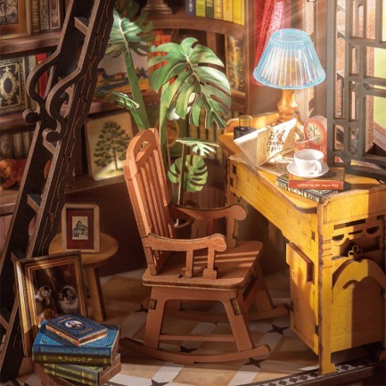 Rolife TGE02 Silent Corner Study Kitap Köşesi Book Nook DIY Minyatür Maket Model Seti Mini Dollhouse 3D Model Kit Detaylı Dekoratif Hobi Seti 3D Puzzle Tiny House - Thumbnail