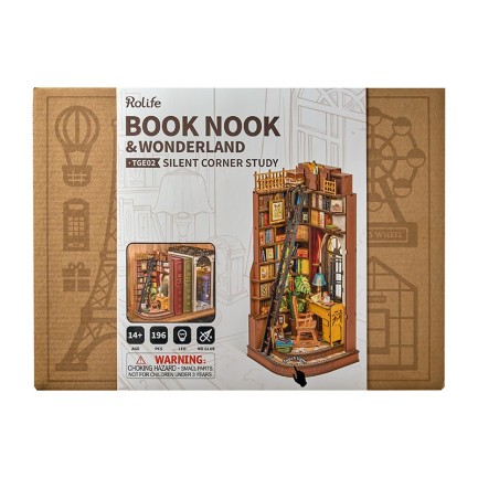 Rolife TGE02 Silent Corner Study Kitap Köşesi Book Nook DIY Minyatür Maket Model Seti Mini Dollhouse 3D Model Kit Detaylı Dekoratif Hobi Seti 3D Puzzle Tiny House - Thumbnail