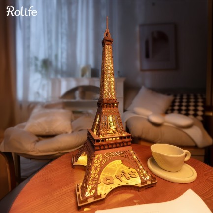Rolife TGL01 Eyfel Kulesi (Night of the Eiffel Tower) DIY Minyatür Model Seti Ahşap 3D Wooden Puzzle 3D Model Kit Detaylı Dekoratif Hobi Seti Ahşap Maket - Thumbnail