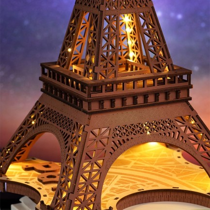 Rolife TGL01 Eyfel Kulesi (Night of the Eiffel Tower) DIY Minyatür Model Seti Ahşap 3D Wooden Puzzle 3D Model Kit Detaylı Dekoratif Hobi Seti Ahşap Maket - Thumbnail