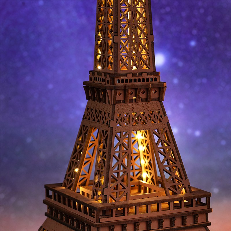 Rolife TGL01 Eyfel Kulesi (Night of the Eiffel Tower) DIY Minyatür Model Seti Ahşap 3D Wooden Puzzle 3D Model Kit Detaylı Dekoratif Hobi Seti Ahşap Maket