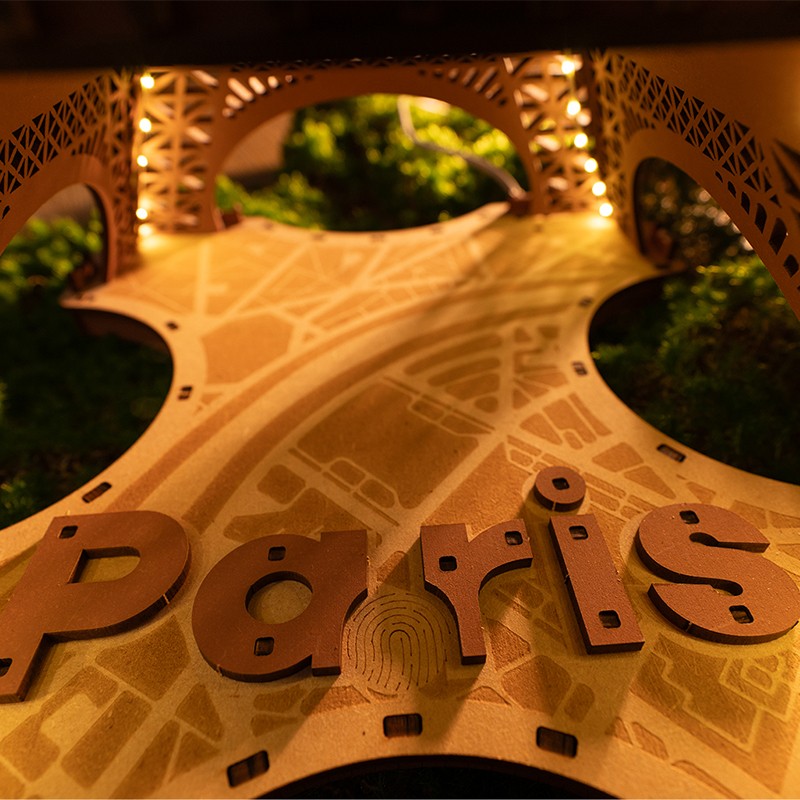 Rolife TGL01 Eyfel Kulesi (Night of the Eiffel Tower) DIY Minyatür Model Seti Ahşap 3D Wooden Puzzle 3D Model Kit Detaylı Dekoratif Hobi Seti Ahşap Maket