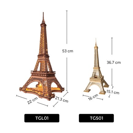 Rolife TGL01 Eyfel Kulesi (Night of the Eiffel Tower) DIY Minyatür Model Seti Ahşap 3D Wooden Puzzle 3D Model Kit Detaylı Dekoratif Hobi Seti Ahşap Maket - Thumbnail
