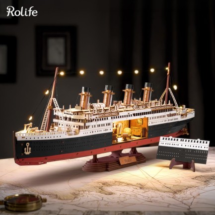Rolife - Rolife TGL02 Gemi (1912 Eternal Atlantic Voyager)DIY Minyatür Maket ModelSeti Ahşap 3D Wooden Puzzle 3D Model Kit Detaylı Dekoratif Hobi Seti Ahşap Maket