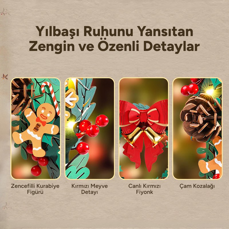 Rolife TGL04 Christmas Wreath 3D Wooden Puzzle