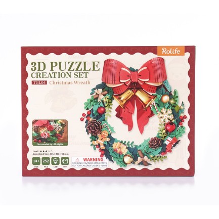 Rolife TGL04 Christmas Wreath 3D Wooden Puzzle - Thumbnail
