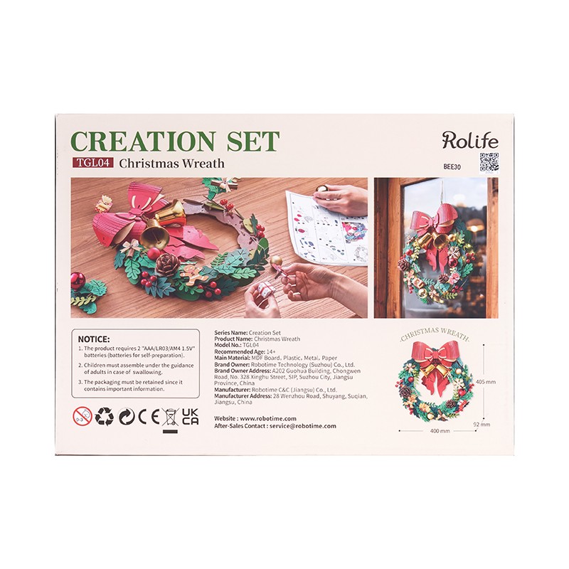 Rolife TGL04 Christmas Wreath 3D Wooden Puzzle