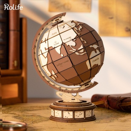 Rolife TGM01 Dünya Küresi (Global Wonders) DIY Minyatür Maket Model Seti Ahşap 3D Wooden Puzzle 3D Model Kit Detaylı Dekoratif Hobi Seti Ahşap Maket - Thumbnail