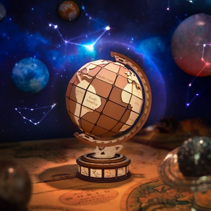 Rolife TGM01 Dünya Küresi (Global Wonders) DIY Minyatür Maket Model Seti Ahşap 3D Wooden Puzzle 3D Model Kit Detaylı Dekoratif Hobi Seti Ahşap Maket - Thumbnail