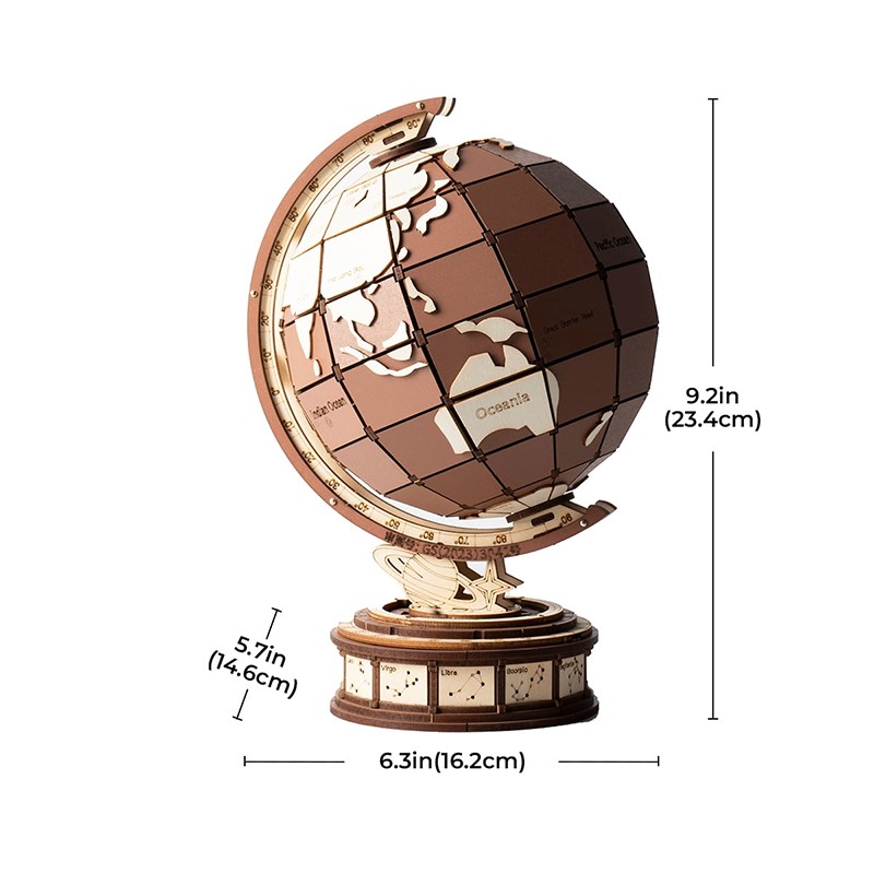 Rolife TGM01 Dünya Küresi (Global Wonders) DIY Minyatür Maket Model Seti Ahşap 3D Wooden Puzzle 3D Model Kit Detaylı Dekoratif Hobi Seti Ahşap Maket