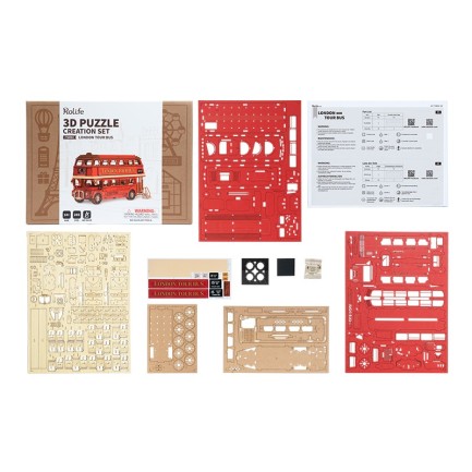 Rolife TGM02 Londra Tur Otobüsü London Tour Bus DIY Minyatür Maket Model Seti Ahşap 3D Wooden Puzzle 3D Model Kit Detaylı Dekoratif Hobi Seti Ahşap Maket - Thumbnail