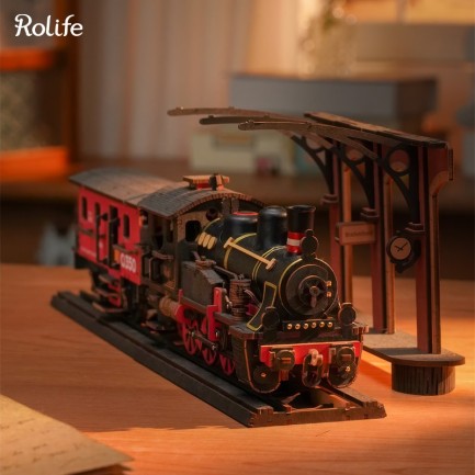Rolife - Rolife TGS01 Lokomotif Tren (Steam Journey) DIY Minyatür Maket Model Seti Ahşap 3D Wooden Puzzle 3D Model Kit Detaylı Dekoratif Hobi Seti Ahşap Maket
