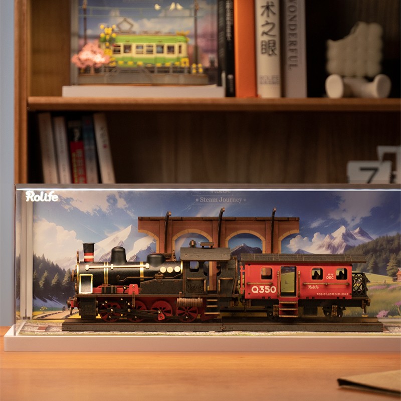 Rolife TGS01 Lokomotif Tren (Steam Journey) DIY Minyatür Maket Model Seti Ahşap 3D Wooden Puzzle 3D Model Kit Detaylı Dekoratif Hobi Seti Ahşap Maket