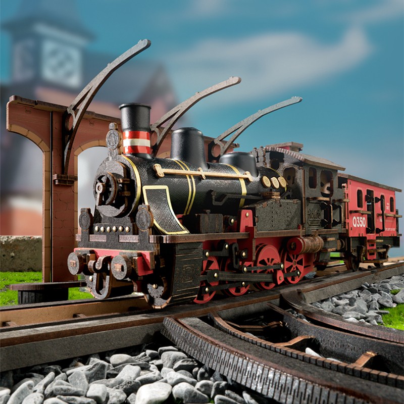 Rolife TGS01 Lokomotif Tren (Steam Journey) DIY Minyatür Maket Model Seti Ahşap 3D Wooden Puzzle 3D Model Kit Detaylı Dekoratif Hobi Seti Ahşap Maket