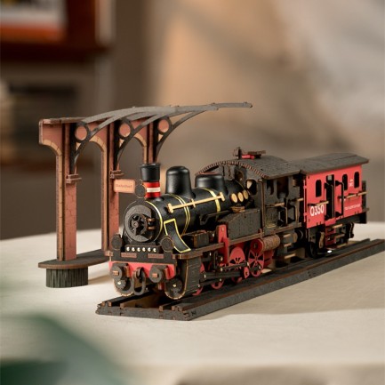 Rolife TGS01 Lokomotif Tren (Steam Journey) DIY Minyatür Maket Model Seti Ahşap 3D Wooden Puzzle 3D Model Kit Detaylı Dekoratif Hobi Seti Ahşap Maket - Thumbnail