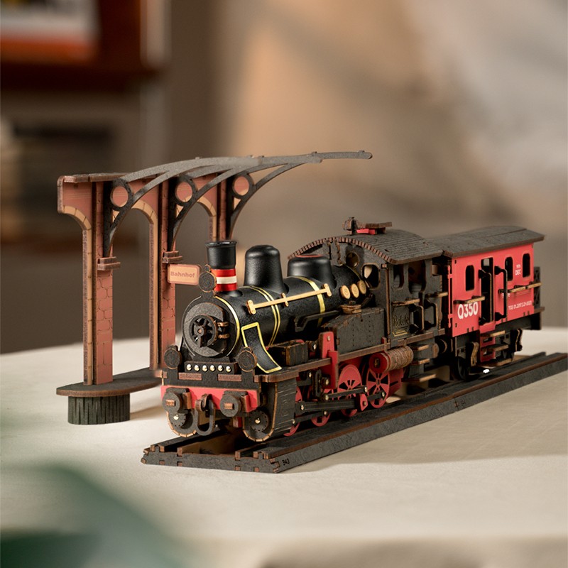 Rolife TGS01 Lokomotif Tren (Steam Journey) DIY Minyatür Maket Model Seti Ahşap 3D Wooden Puzzle 3D Model Kit Detaylı Dekoratif Hobi Seti Ahşap Maket