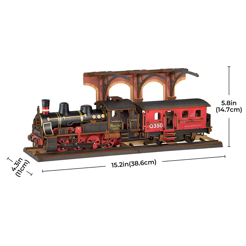 Rolife TGS01 Lokomotif Tren (Steam Journey) DIY Minyatür Maket Model Seti Ahşap 3D Wooden Puzzle 3D Model Kit Detaylı Dekoratif Hobi Seti Ahşap Maket