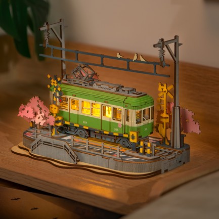 Rolife TGS02 Lokomotif Tren (Sakura Journey) DIY Minyatür Maket Model Seti Ahşap 3D Wooden Puzzle 3D Model Kit Detaylı Dekoratif Hobi Seti Ahşap Maket - Thumbnail