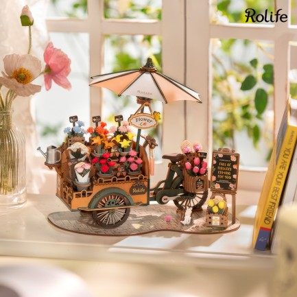 Rolife - Rolife TGS03 Çiçek Arabası (Blossom Cart) DIY Minyatür Maket Model Seti Ahşap 3D Wooden Puzzle 3D Model Kit Detaylı Dekoratif Hobi Seti Ahşap Maket