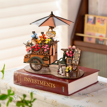 Rolife TGS03 Çiçek Arabası (Blossom Cart) DIY Minyatür Maket Model Seti Ahşap 3D Wooden Puzzle 3D Model Kit Detaylı Dekoratif Hobi Seti Ahşap Maket - Thumbnail
