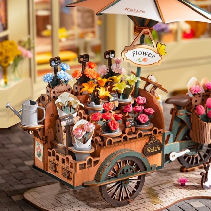 Rolife TGS03 Çiçek Arabası (Blossom Cart) DIY Minyatür Maket Model Seti Ahşap 3D Wooden Puzzle 3D Model Kit Detaylı Dekoratif Hobi Seti Ahşap Maket - Thumbnail