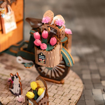 Rolife TGS03 Çiçek Arabası (Blossom Cart) DIY Minyatür Maket Model Seti Ahşap 3D Wooden Puzzle 3D Model Kit Detaylı Dekoratif Hobi Seti Ahşap Maket - Thumbnail