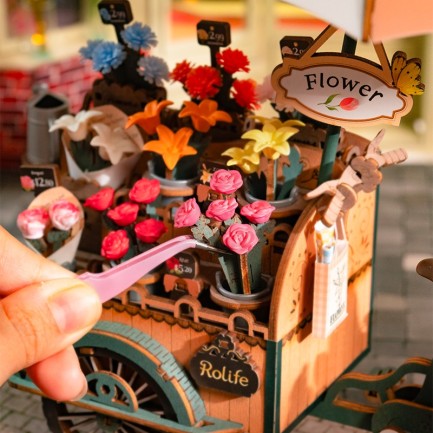 Rolife TGS03 Çiçek Arabası (Blossom Cart) DIY Minyatür Maket Model Seti Ahşap 3D Wooden Puzzle 3D Model Kit Detaylı Dekoratif Hobi Seti Ahşap Maket - Thumbnail