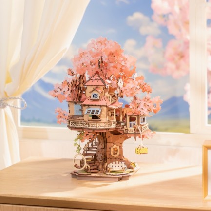 Rolife TGS04 Ağaç Ev (Sakura Tree House) DIY Minyatür Maket Model Seti Ahşap 3D Wooden Puzzle 3D Model Kit Detaylı Dekoratif Hobi Seti Ahşap Maket - Thumbnail