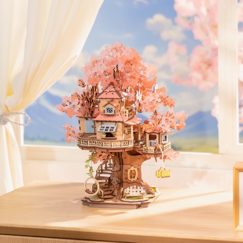 Rolife TGS04 Ağaç Ev (Sakura Tree House) DIY Minyatür Maket Model Seti Ahşap 3D Wooden Puzzle 3D Model Kit Detaylı Dekoratif Hobi Seti Ahşap Maket