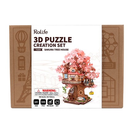 Rolife TGS04 Ağaç Ev (Sakura Tree House) DIY Minyatür Maket Model Seti Ahşap 3D Wooden Puzzle 3D Model Kit Detaylı Dekoratif Hobi Seti Ahşap Maket - Thumbnail