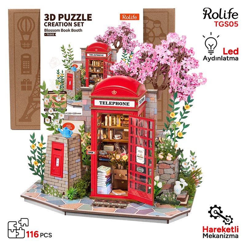 Rolife TGS05 Blossom Book Booth 3D Wooden Puzzle