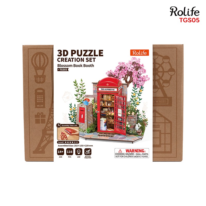 Rolife TGS05 Blossom Book Booth 3D Wooden Puzzle