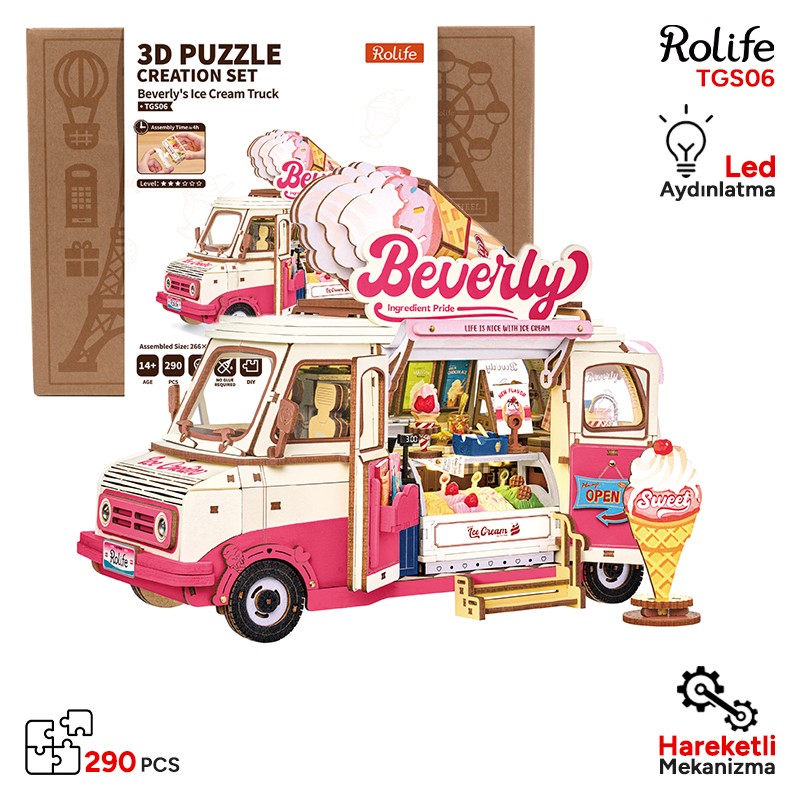 Rolife TGS06 Beverly's Ice Cream Truck 3D Wooden Puzzle