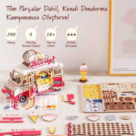 Rolife TGS06 Beverly's Ice Cream Truck 3D Wooden Puzzle - Thumbnail