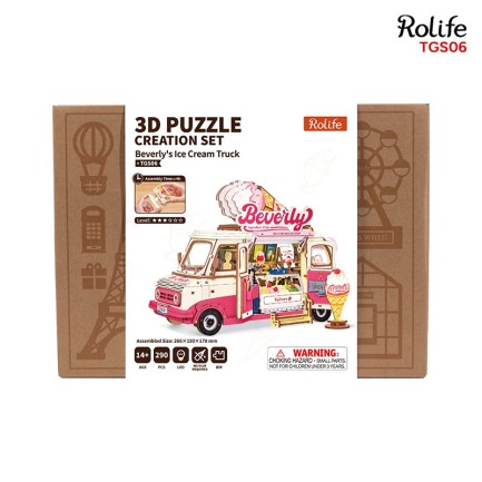 Rolife TGS06 Beverly's Ice Cream Truck 3D Wooden Puzzle - Thumbnail