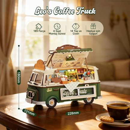Rolife TGS07 Leo's Coffee Truck 3D Wooden Puzzle - Thumbnail