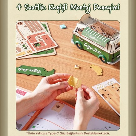 Rolife TGS07 Leo's Coffee Truck 3D Wooden Puzzle - Thumbnail