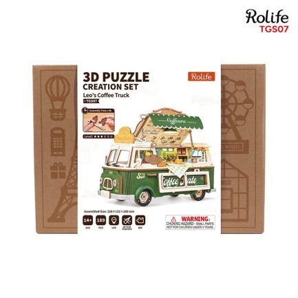 Rolife TGS07 Leo's Coffee Truck 3D Wooden Puzzle - Thumbnail