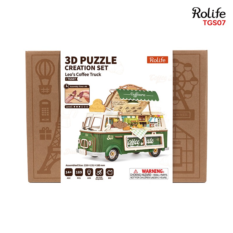 Rolife TGS07 Leo's Coffee Truck 3D Wooden Puzzle