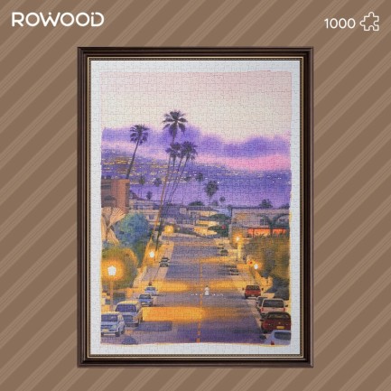 Rowood PT017 Purple Sunset Walk 3D Wooden Puzzle - Thumbnail