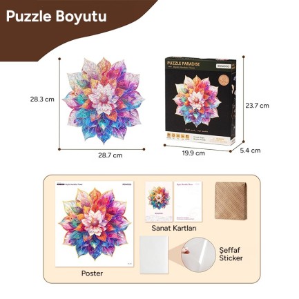 Rowood TA001 Mystic Mandala Flower 3D Wooden Puzzle - Thumbnail
