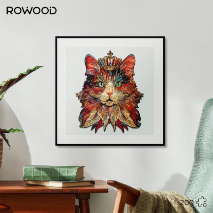 Rowood TA002 Cat King 3D Wooden Puzzle - Thumbnail